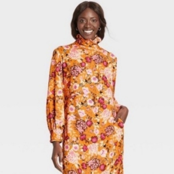 WHO WHAT WEAR Autumn Bloom Shift Dress - Picture 1 of 6